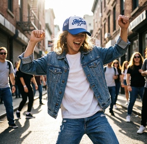 Casquette de camionneur en maille bleue et blanche brodée sur mesure pour hommes et femmes, casquette de baseball ajustable à fermeture snapback, casquette de protection - Product Image 5