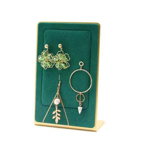 Présentoir à boucles d'oreilles vertical créatif en microfibre flanelle avec étagère métallique, boîtes cadeaux et doublure en cuir, design géométrique - Product Image 4