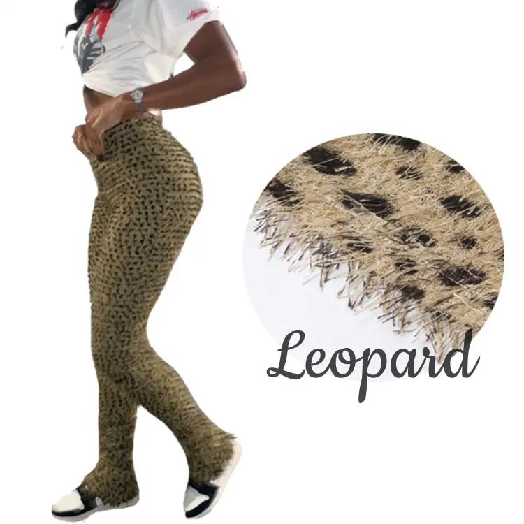 Anno successivo autunno peluche stampa leopardata Sexy High Stretch XS-XL pantaloni lunghi kaki pantaloni Casual attillati da donna
