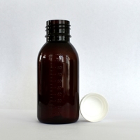 Bouteille en plastique PET de 100ML brun foncé pour médicament liquide oral sirop contre la toux eau avec bouchon à vis à double échelle