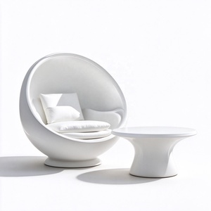Fauteuil lounge blanc en forme de coquille d'œuf, fauteuil d'appoint rembourré, siège de loisirs moderne pour salon, hall d'hôtel - Product Image 1