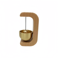 Carillon de porte en bois minimaliste personnalisé Base magnétique auto-adhésive Cloche d'alerte de réception de bureau pour la décoration d'entrée d'entreprise