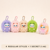 Porte-clés en peluche chat mignon et moelleux avec visage en vinyle, boîte mystère en résine, sonore, 5 styles, breloque de sac aléatoire, cadeau surprise