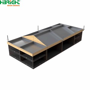 Étagère de présentation pour supermarché en bois grainé, unité de rayonnage au sol pour la vente au détail avec compartiments de rangement - Product Image 1