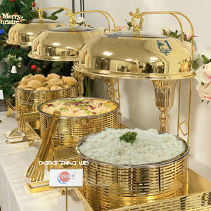 Hotel Levert Zilveren Chafing Schotel Buffet Luxe Opknoping Voedsel Warmer Apparatuur Catering Gouden 8l Chefing Schotel Voor Huwelijksfeest - Product Image 4