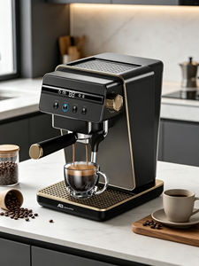 Macchina per Caffè Espresso Anbolife con Display Digitale, Controllo Temperatura NTC, Serbatoio <span class=keywords><strong>d</strong></span>'Acqua da 1,2L, Design Retrò Dorato - Product Image 4