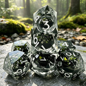 ลูกเต๋าเรซินทรงหลายเหลี่ยมสองสีแบบไดนามิกที่ดูดซับดวงตาปีศาจ ชุดลูกเต๋า RPG สำหรับเกมบนโต๊ะสุดมหัศจรรย์ - Product Image 4