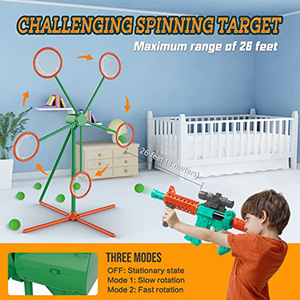 Kit de pistolets à balles souples pour <span class=keywords><strong>2</strong></span> joueurs avec cible rotative pour des défis de tir en intérieur/extérieur, ensemble de jeu de combat interactif - Product Image 3