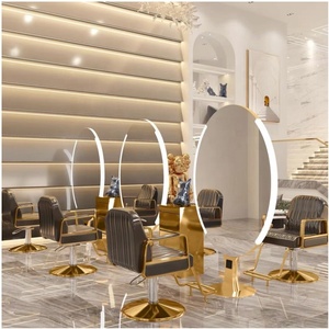 Moden Salon Mirror Hair Salon Station Round <span class=keywords><strong>Saloon</strong></span> Mirror Led Light ZY-MS093 - Product Image 4