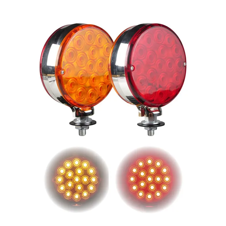 12v 24v Round Double Face Side Marker Locomotive Trailers Led Lights Amber 36 Led Truck Tail Stop Brake Reverse Light