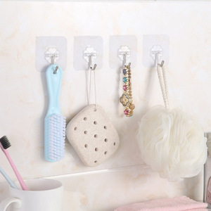 Crochets adhésifs transparents en forme de fleur, à fixer au mur sans perçage, pour rangement dans la salle de bain et la cuisine - Product Image 1