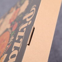 Boîte à pizza en kraft écologique recyclable, boîte en papier alimentaire jetable avec impression de dessin animé personnalisée pour la livraison de pizzas