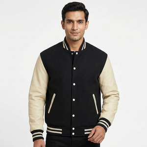 Chaqueta de Béisbol de Algodón de Alta Calidad, Chaqueta Deportiva con Hombros Caídos, Uniforme de Béisbol, Chaquetas Varsity Urbanas, Impresión de Logotipo Personalizado, Bordado - Product Image 1