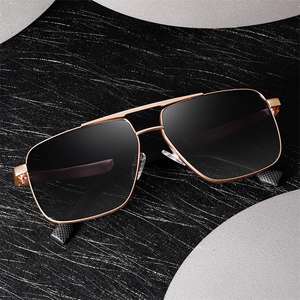 Gafas de sol elegantes para hombre S15109, montura grande, gafas de piloto con protección UV y diseño de doble puente para conducir y viajar - Product Image 5
