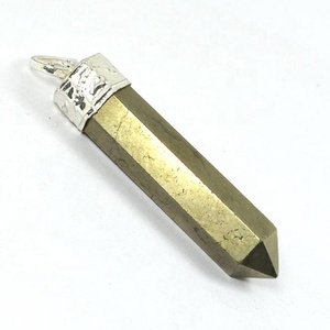 High quality <b>Crystal</b> Pendant pyrite Point <b>Healing</b> Gemstone Pencil <b>Crystal</b> Hexagonal point Jewelry <b>Necklace</b> Wholesaler - Product Image 5
