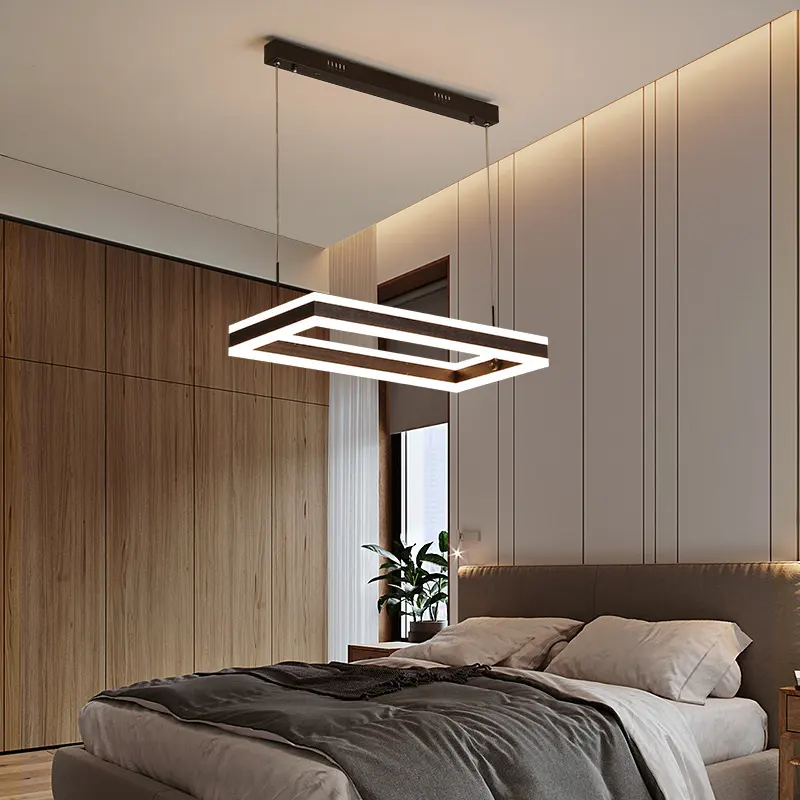 Eenvoudig Ontwerp Vierkante Kroonluchter Woonkamer Eetkamer Led Plafond Opknoping Nordic Moderne Hanglampen