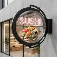 Projecteur holographique 3D extérieur étanche à commande par application, boîte lumineuse publicitaire LED avec audio pour restaurants et magasins