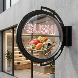 Projecteur holographique 3D extérieur étanche à commande par application, boîte lumineuse publicitaire LED avec audio pour restaurants et magasins - Product Image 1