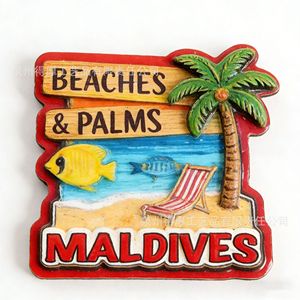 Imán de nevera de madera de Maldivas, recuerdo de viaje de playa tropical en 3D, forma irregular - Product Image 3