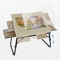 Table de puzzle pliable 1500 pièces avec pieds réglables en hauteur (82-107 cm), inclinaison à 7 angles, 6 tiroirs, plateau en maille et couvercle en acier allié