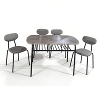 Ensemble de salle à manger simple avec table en MDF+PVC et 4 chaises, pour intérieur, modèle DS-116-E