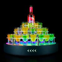 Bar discotecas suministros bandeja de servicio LED brillante carga bala taza estante cóctel chupito vaso soporte 45 agujeros taza estante