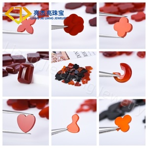 Piedra de Ágata Roja Lisa Personalizada al por Mayor, Ónix Rojo con Base Plana, Piedra en Forma de Corazón para la Fabricación de Joyas - Product Image 4