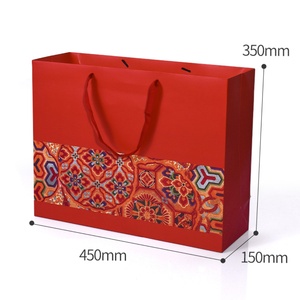 Portable Ivory Board Scarlet Handbag with Ribbon or Rope Elegant Paper <b>Bags</b> - Product Image 6