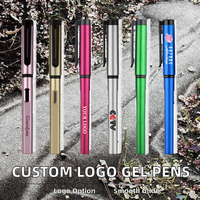 Pulpen Gel Tulisan Halus 0.5mm Multiwarna Tinta Hitam dengan Klip Logam untuk Hadiah Bisnis Grosir, Logo Dapat Disesuaikan, untuk Promosi