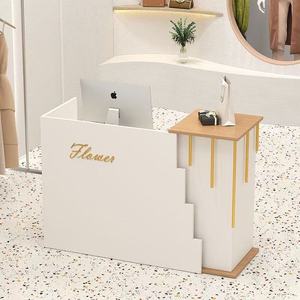 Modern White Marble <b>Reception</b> Desk & Front <b>Counter</b> Table with Custom Logo for Retail Showroom Lobby-Modern Luxury Design - Product Image 4