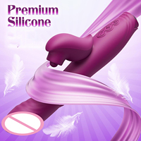 Kaninchen-Vibrator mit Beweglichem Ring Klitoris- und G-Punkt-Stimulator 10-Gang USB-Aufladbar Silikon-Vibrator Wasserdicht Erwachsenen-Sexspielzeug für
