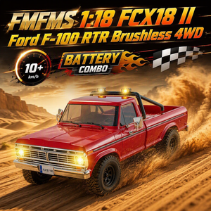 FMFMS 1:18 FCX18 II Ford F-100 RTR, Vehículo Todoterreno RC con Tracción en las 4 Ruedas, Distancia entre Ejes de 199 mm, Sistema de Luces LED y Caja de Cambios de 2 Velocidades - Product Image 1