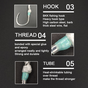 Hameçon de pêche XUHANG BG1, luminescent, UV, lourd, simple, en acier carbone, à barbelure, pour la pêche <span class=keywords><strong>au</strong></span> fond, brochet, poisson-chat, eau salée - Product Image 5