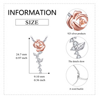 Bijoux fins 925 argent Sterling plaqué or Rose Zircon Rose fleur pendentif collier pour les femmes