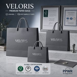 Sac en papier blanc de luxe personnalisable, respectueux de l'environnement, avec logo personnalisé, impression numérique de haute qualité pour utilisation en supermarché - Product Image 2