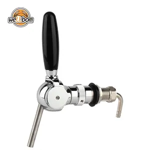 Draft Beer Tap with 30mm Thread Shank Brass Ball Beer Tap Chrome Plate Flow Controller for Home Brewing Beer Keg