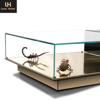Tables basses en verre miroir au design unique avec ensemble de tables basses en marbre noble, table centrale moderne de luxe