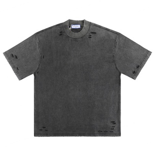 Camiseta de Punto con Logotipo Personalizado, Estilo Vintage, Lavada al Ácido, para Hombre, Talla Grande, 100% Algodón, Manga Larga, Estilo Hip Hop, Ecológica - Product Image 1