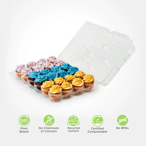 Bon marché, 1 2 <span class=keywords><strong>4</strong></span> 6 12 24 Porte-cupcakes géants transparents pour muffins, boîtes avec couvercle hermétique connecté - Product Image 3