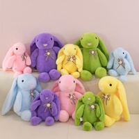 Lapin en peluche de 25 cm avec collier et fleur, mignon et doux, cadeau promotionnel de Pâques, jouet en peluche de haute qualité pour enfants