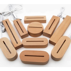 Luz Nocturna LED 3D con Base <span class=keywords><strong>de</strong></span> Madera Real, Luz Blanca Cálida Regulable, Venta al Por Mayor para Hoteles y Hostelería - Product Image 1