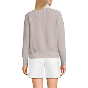 Coupe droite décontractée facile <span class=keywords><strong>pull</strong></span> Style manches longues femmes doux fil de coton filé à l'anneau teint Drifter <span class=keywords><strong>Rugby</strong></span> <span class=keywords><strong>pull</strong></span> à col tissé - Product Image 5