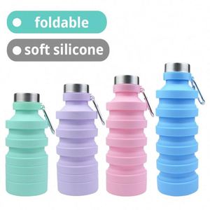Bouteille d'eau de sport portable en silicone pliable avec paille, lavable au lave-vaisselle, réutilisable pour l'extérieur - Product Image 4