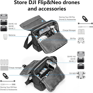 Sac de transport pour la série DJI Mini/NEO/Flip, avec séparateurs réglables et plusieurs poches, étui à bandoulière en PU imperméable - Product Image 4