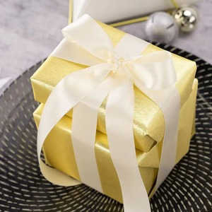Wholesale Eco-Friendly Recyclable Golden Gift Boxes Set White Satin <b>Ribbon</b> Stackable Packaging for <b>Wedding</b> Party Decorations - Product Image 4