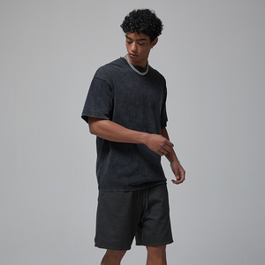 男性用TシャツTシャツ男性用ストリートヘビー級アシッドウォッシュ特大Tシャツ - Product Image 3