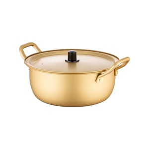 Marmite à soupe jaune en aluminium de style coréen classique, casserole légère pour ramyun et pâtes, fabricant d'ustensiles de cuisine avec logo personnalisé - Product Image 5