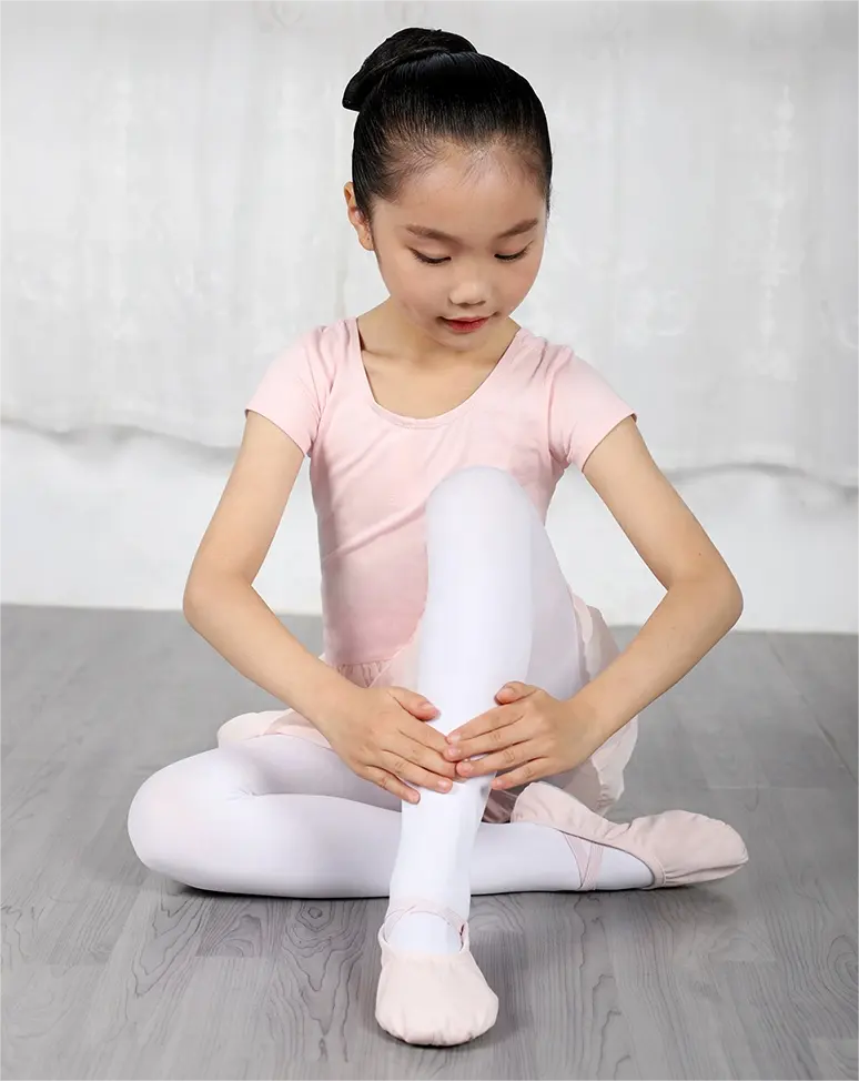 Ragazze esame di danza collant speciali rosa pallido pratica di balletto quattro stagioni calze convertibili ballerina per bambini