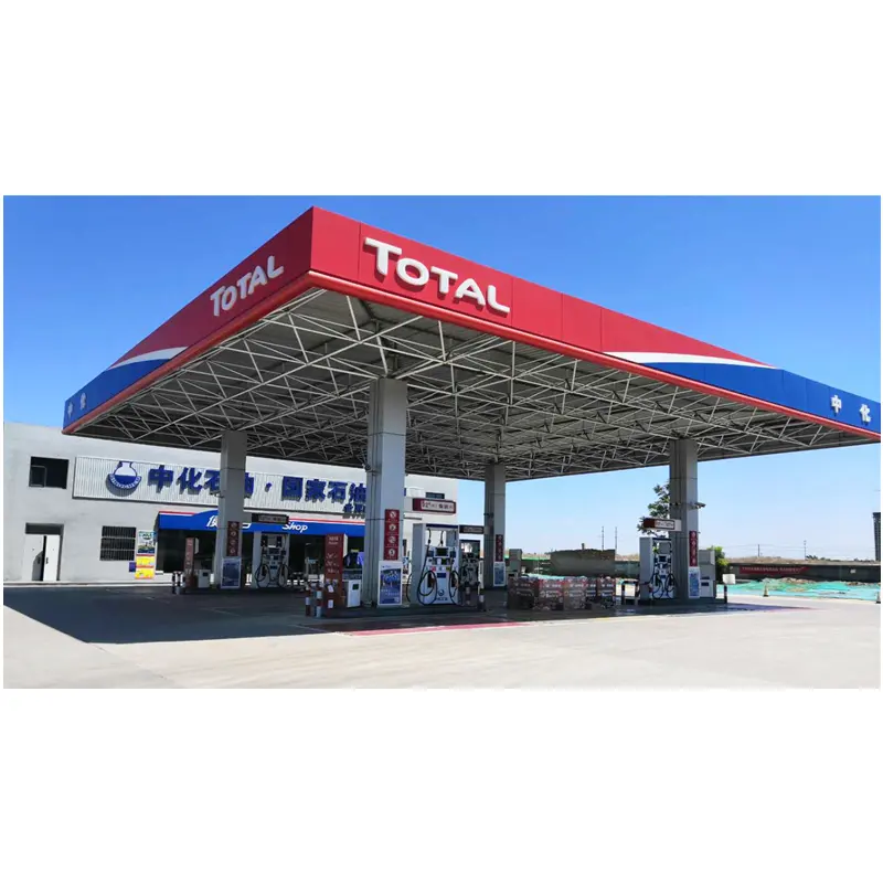 Frame Tankstation/Luifel Voor Verkoop Gebouw Stalen Structuur En Staal Licht Pvc Bord Geschilderd Astm Led Tankstation/Luifel Licht