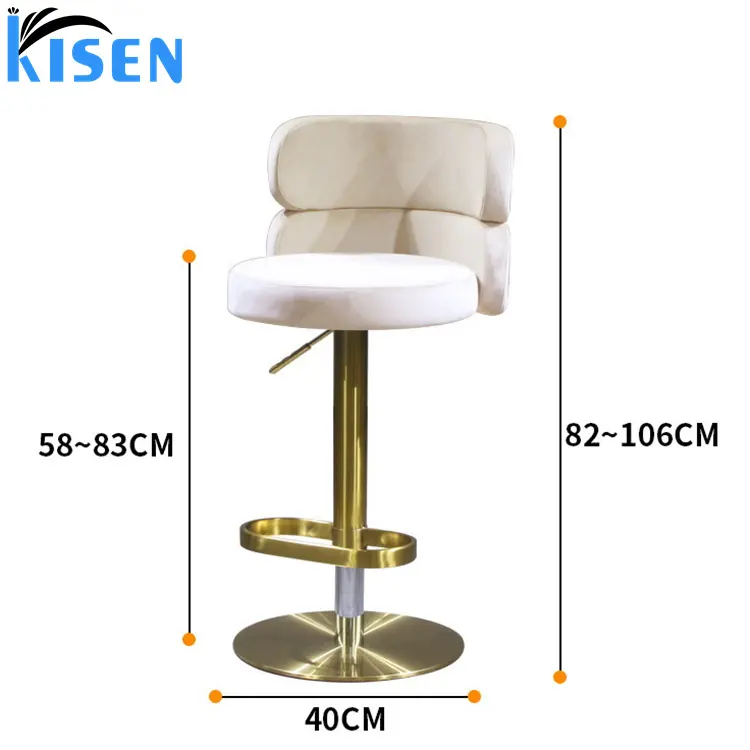 Kisen Beauty Salon Design Metal Frame couro Seat 39 "altura alta bar fezes cadeira para Salon Maquiagem e jantar Bar